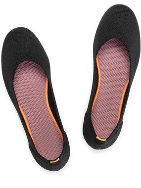 Women's Black 2 Ballet Flat Low Wedge Comfort Soft Round Toe Slip Shoes